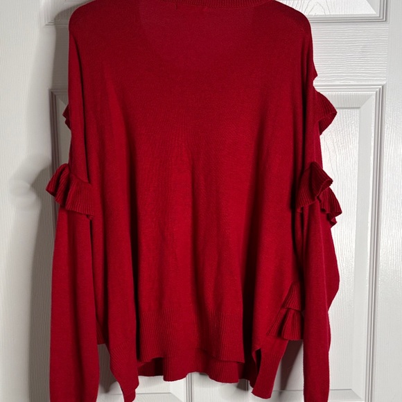 BP Red Ruffle Sleeve Sweater - Picture 6 of 6